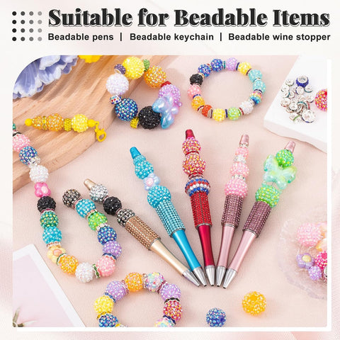 HUISUYTON 202PCS Rhinestone Beads for Pens Jewelry Making