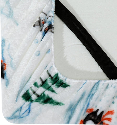 Elegant Comfort Luxuriously Soft 4-Piece Holiday Velvet Plush Flannel Sheet Set - Premium Quality - Cozy Warm, Christmas Fuzzy Velvet Flannel Fleece Deep Pocket Sheet Set - Twin XL, Skiing Penguins