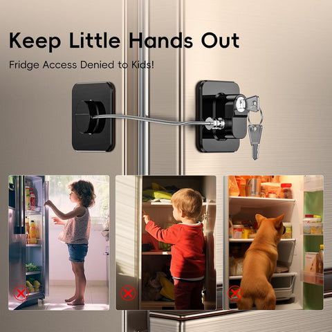 2 Pack Refrigerator Locks with 4 Keys, Child Safety Lock for Fridge Door Locks, Cabinets, Freezer, Desk Drawers, Wardrobes, Closets, Windows-No Tools Need or Drill (Patent)