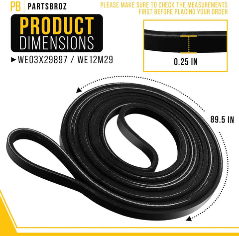 WE03X29897 WE12M29 Dryer Belt Drive fits for GE Whirlpool Kenmore AP7012633