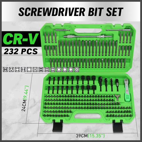 SWANLAKE 232-Piece Ultimate Screwdriver Bit Set, Cr-V Impact Driver Bit Set, Includes Security Bits, Nut Driver, Ratchet Wrench and Bits Holder