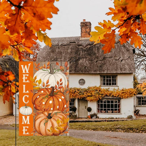 AVOIN colorlife Pumpkin Fall Garden Flag 12x18 Inch Double Sided Outside
