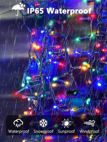 Solar Christmas Lights Outdoor 2 Pack 200 LED 66FT String Light Multicolor