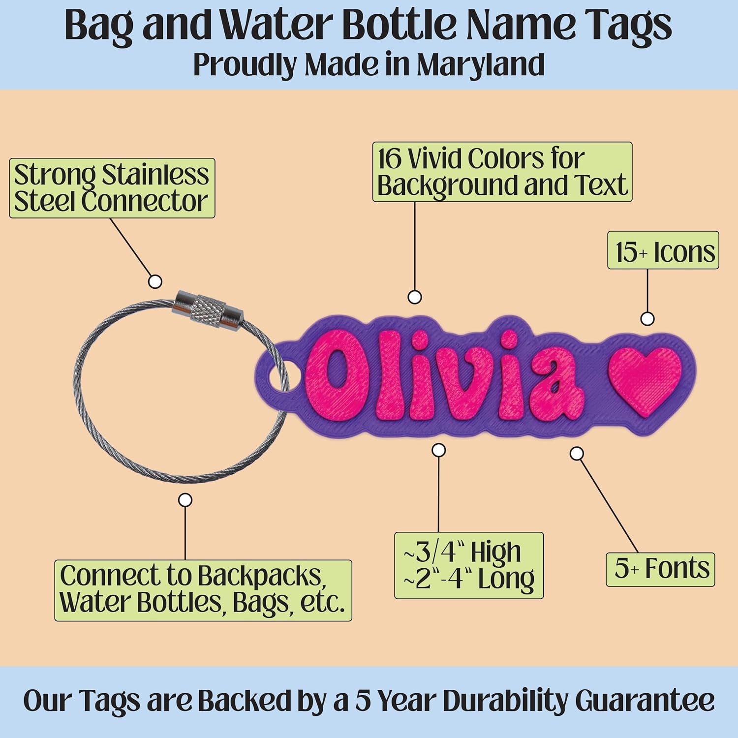 SuperFineDeesigns Bag & Water Bottle Name Tag