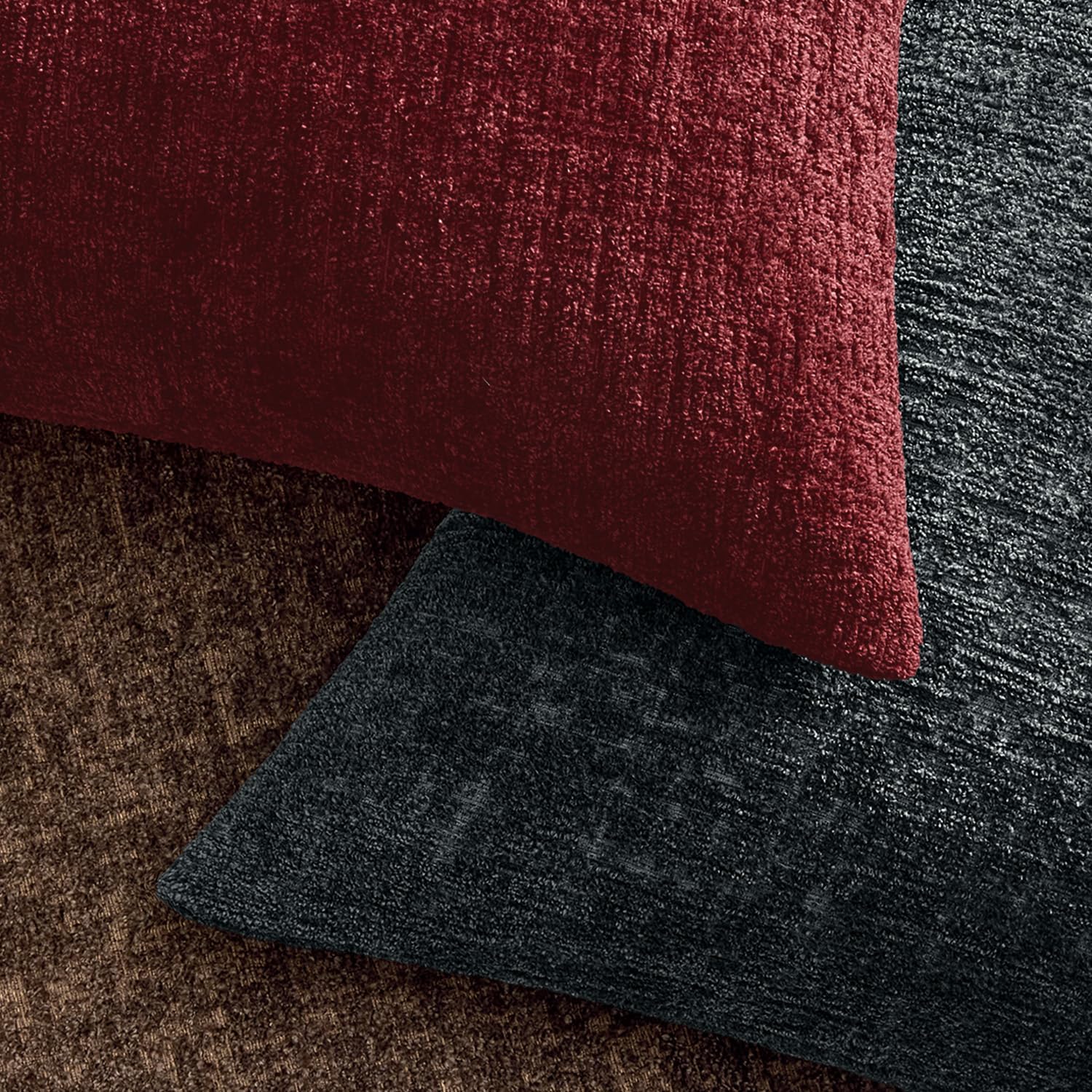 MIULEE Christmas Couch Pillow Covers Textured Chenille 20x20 Burgundy