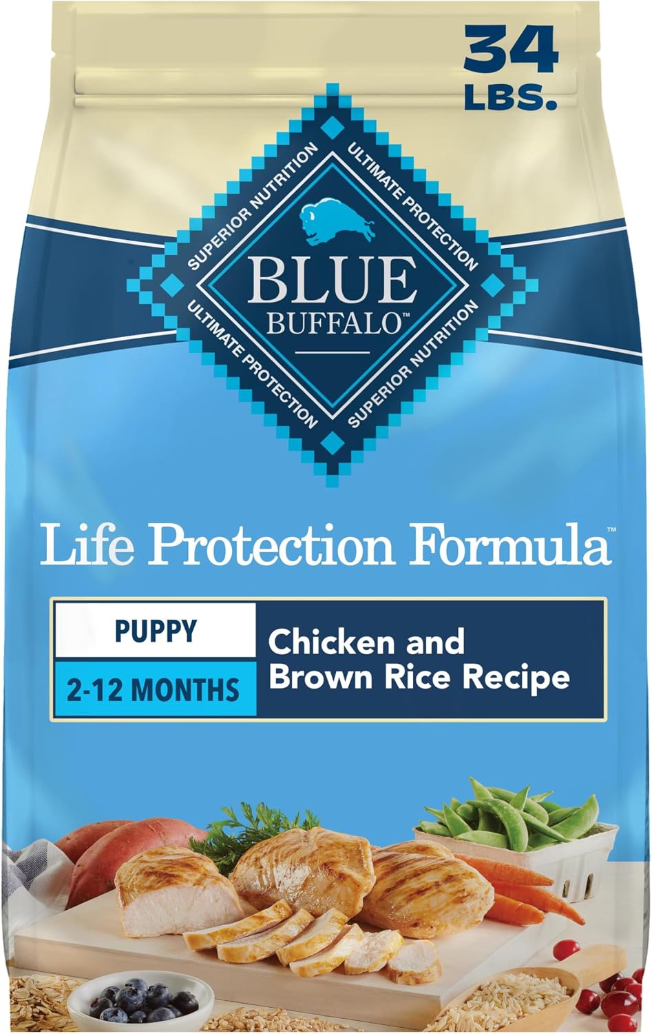 Blue Buffalo Life Protection Formula Chicken Puppy Dry Dog Food, 34 lb