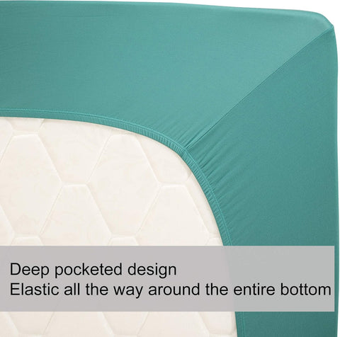 N&Y HOME Soft Stretch Twin Fitted Sheet Only, Jersey Knit, Aqua