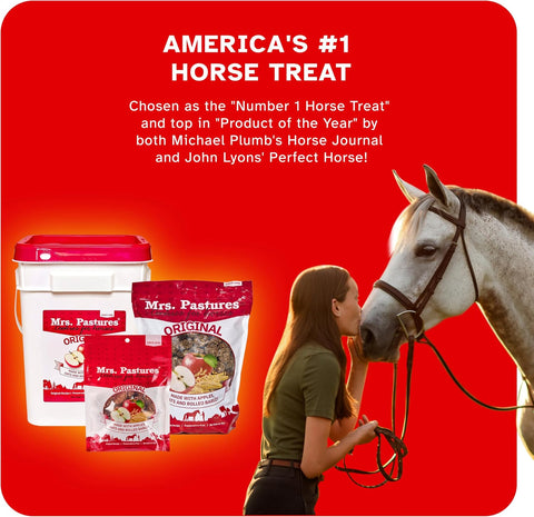 Mrs Pastures Cookies and Treats for Horses - Premium Horse Treats - Made with Apples, Oats, and Rolled Barley - Preservative Free - All Natural Ingredients - No Corn or Soy (15lb Bucket)