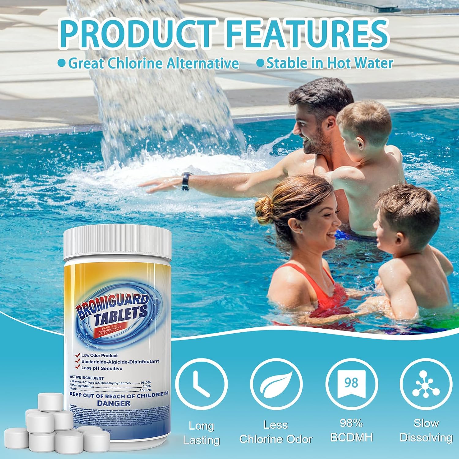 Bromine Tablets for SPA Hot Tub 2.2LB Brominating Tablets Booster