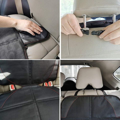 MORROLS Car Seat Protector for Child, Baby, Pets -1 Pack car seat Cover with Thick Padding- Waterproof Universal Size with Mesh Pockets (Black)