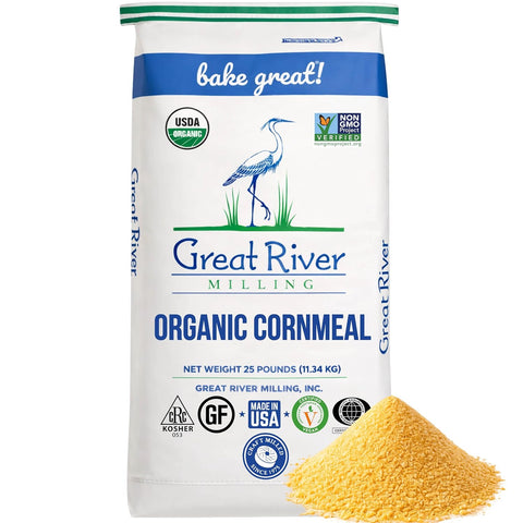 Great River Milling Organic Medium Grind Cornmeal, 25 lb