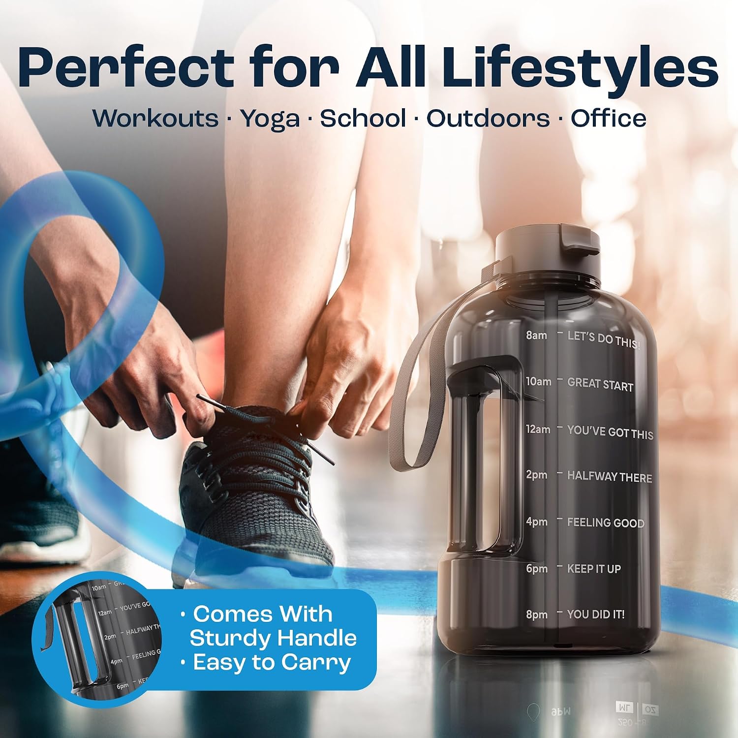 AQUAFIT Half Gallon Water Bottle with Motivational Quotes