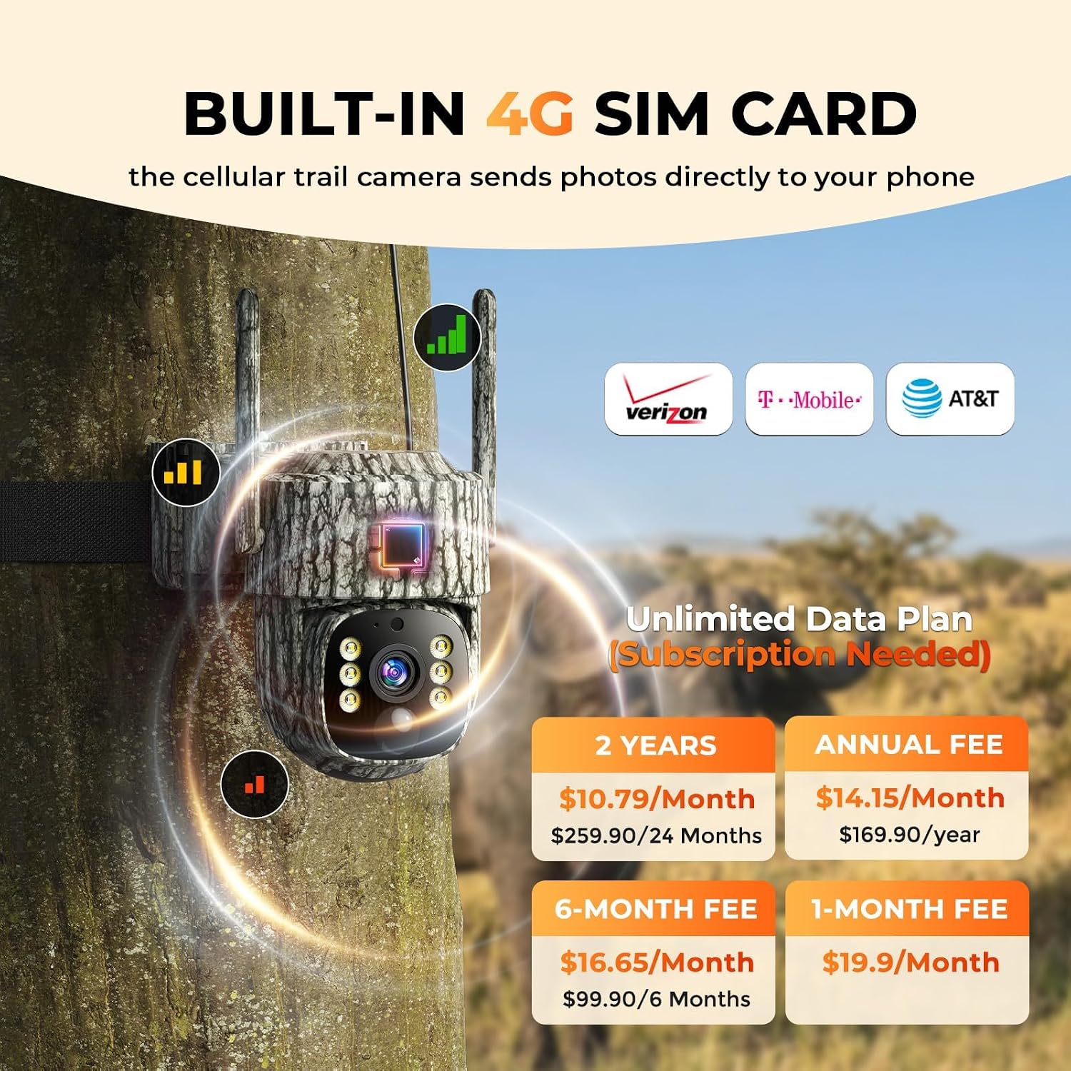 4G LTE Cellular Trail Camera 2 Pack, Human Auto Tracking with 2,5K HD Live