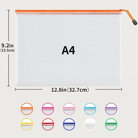 JARLINK A4 Mesh Zipper Pouch Bags, 72 Pcs Waterproof Zipper Pouch Bags