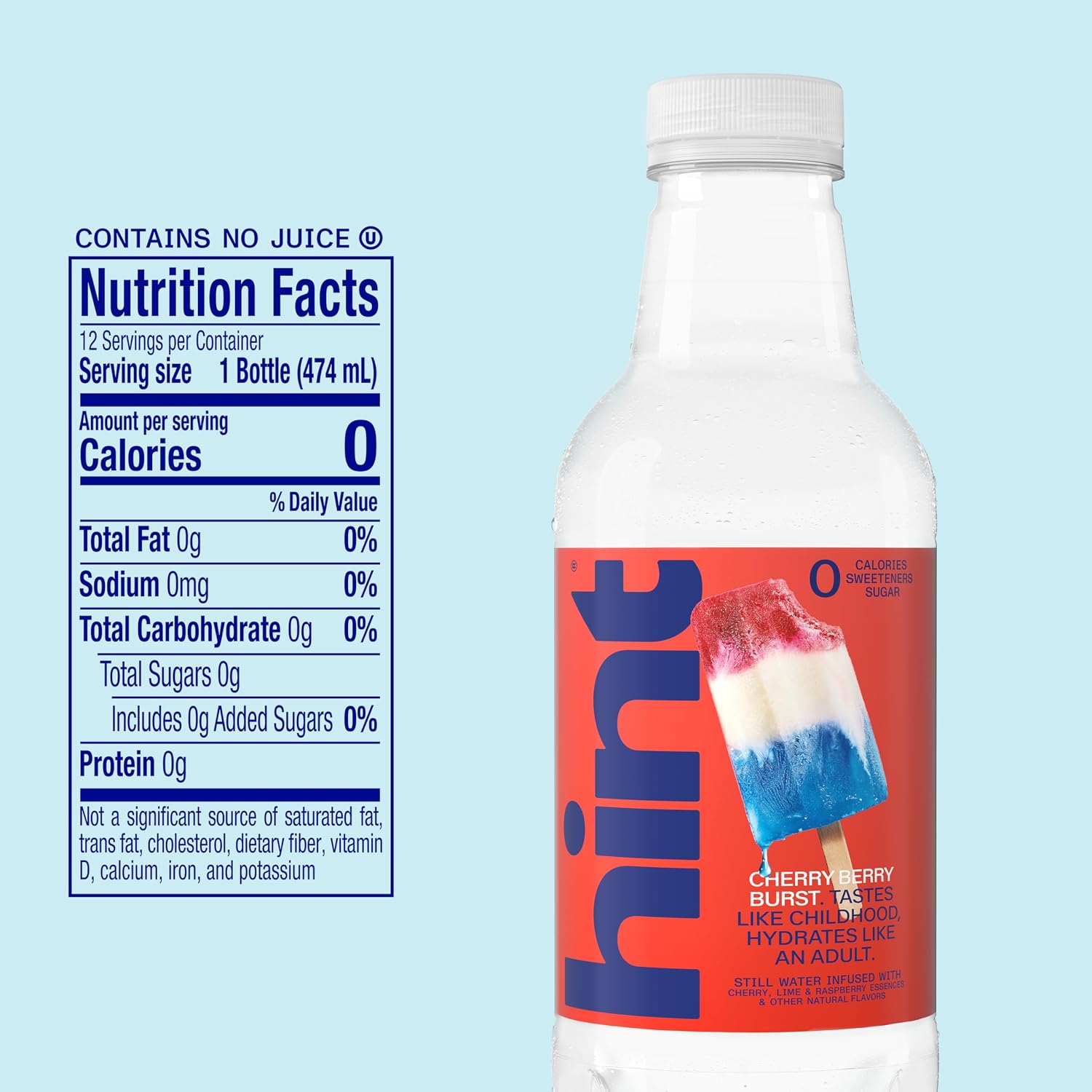 Hint Flavored Water Zero Sugar 0 Calories - Cherry Berry Burst (12 pack)