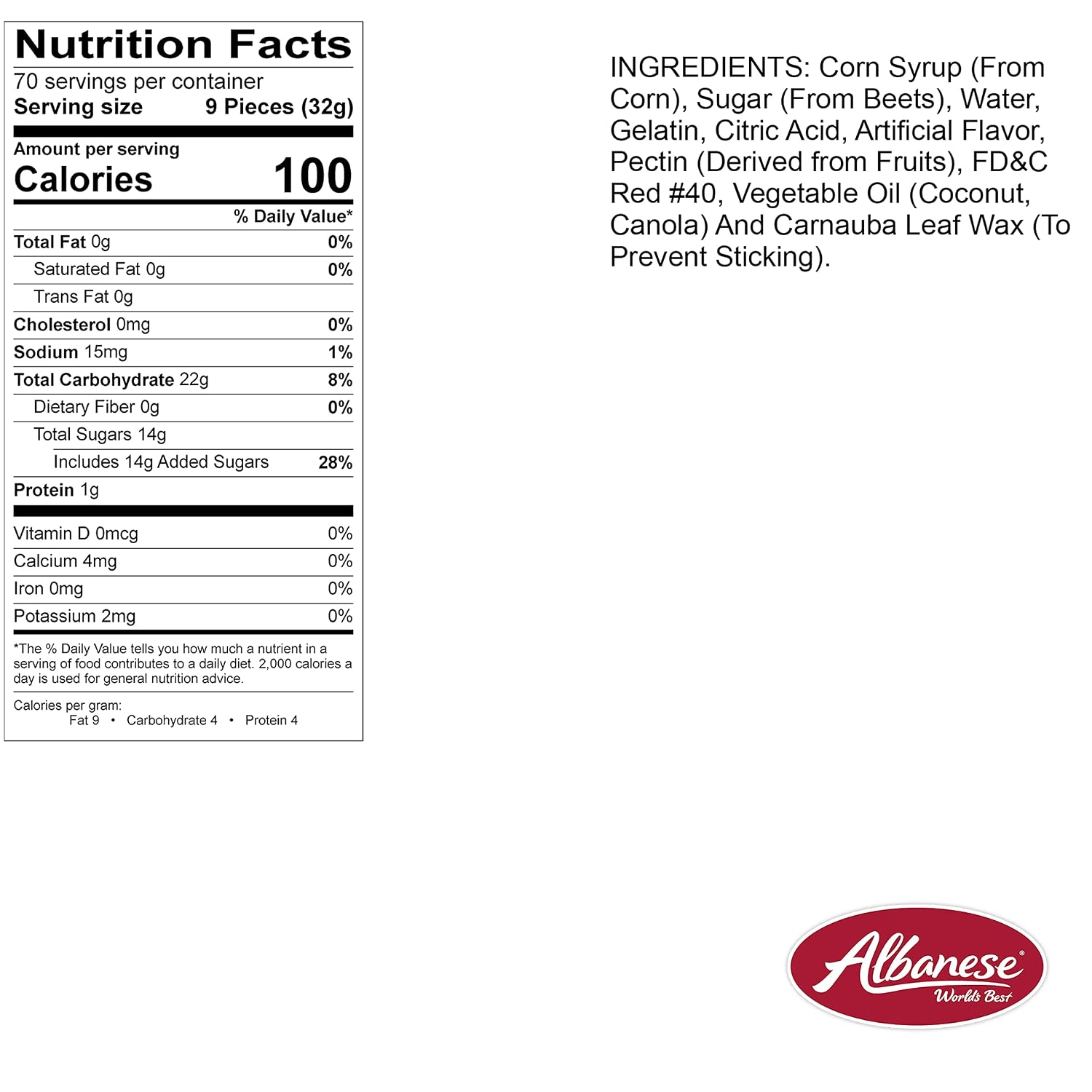 Albanese Candy, Wild Cherry Gummi Bears, 5-pound Bag