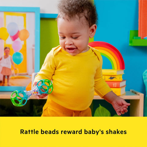 Bright Starts Easy-Grasp Oball Bundle Gift Set - Grasp The Day, Ball and Rattle Toys 2-Pack, BPA Free, Unisex, Newborn+