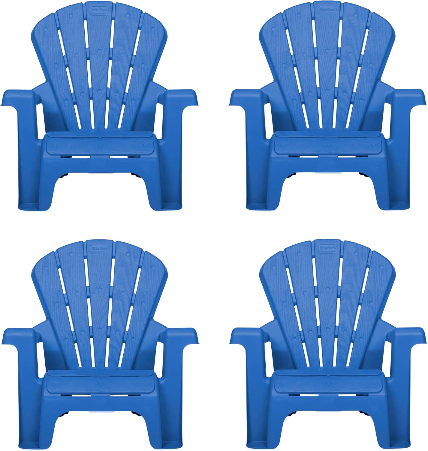 Little Tikes Kids Garden Chair 4 Pack in Blue, Outdoor Toddler Activity Adirondack Chairs for Picnic, Garden, Patio, Backyard & Beach, Outdoor Chair Set