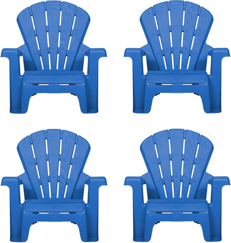 Little Tikes Kids Garden Chair 4 Pack in Blue, Outdoor Toddler Activity Adirondack Chairs for Picnic, Garden, Patio, Backyard & Beach, Outdoor Chair Set