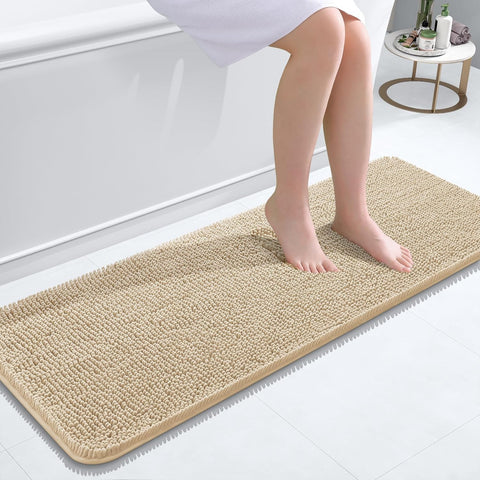 OLANLY Bathroom Runner Rugs 47x17, Extra Soft Absorbent Chenille Bath Rugs