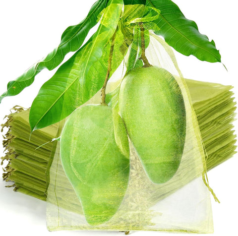 50 Pcs Fruit Protection Bags, 10×14 in Mesh Cover Nets for Tree, Green