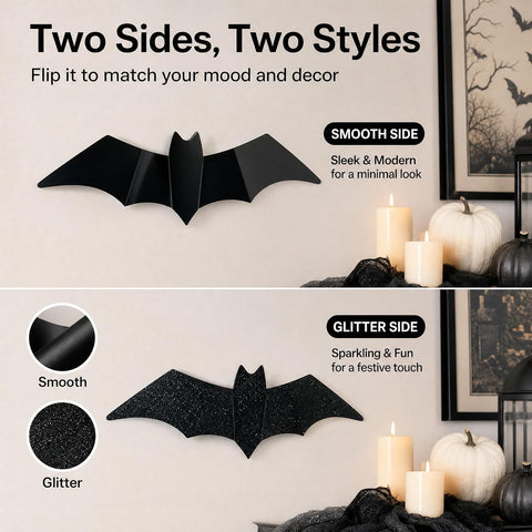 Dazzle Bright 100 PCS Halloween Bats Stickers with 60 Purple and Orange Lights, Lighted 3D Bat Wall Stickers, Halloween Decorations for Indoor Home Garage Window Decor Party Supplies