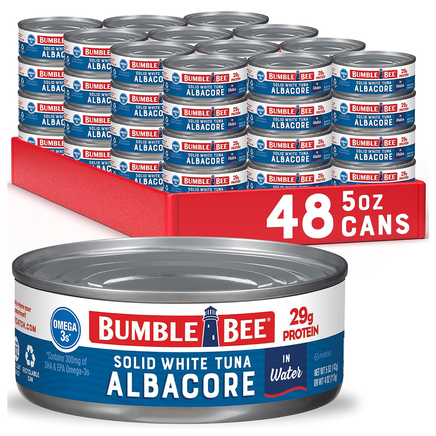 Bumble Bee Solid White Albacore Tuna in Water, 5 oz (Pack of 48)