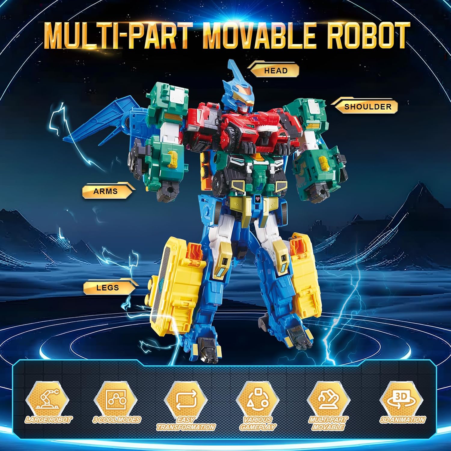 QUANTUM HEROES DINOSTER 4-in-1 Robot Mega Metatron 16.1in – Ages 5+