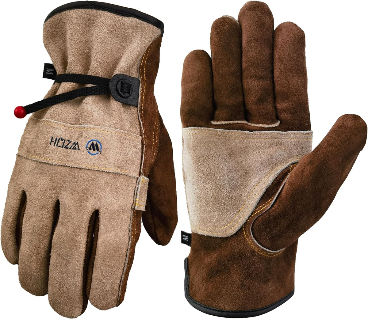 WZQH Leather Work Gloves for Men or Women.Gardening,Welding,Coffee-grey L