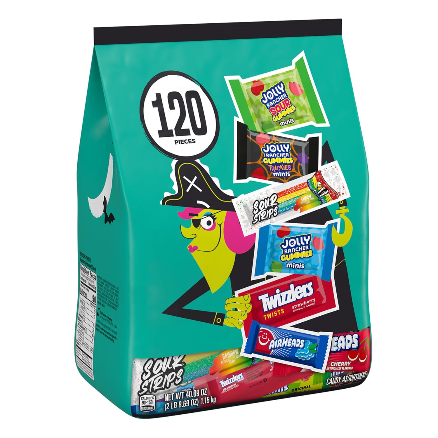 Hershey's Assorted Fruit Flavored Halloween Candy Bulk Pack, 40.69 oz, 120 Count (Pack of 6)