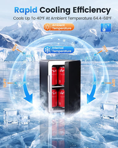 Electactic Mini Fridge, 6L/8Can Portable Small Refrigerator for Bedroom