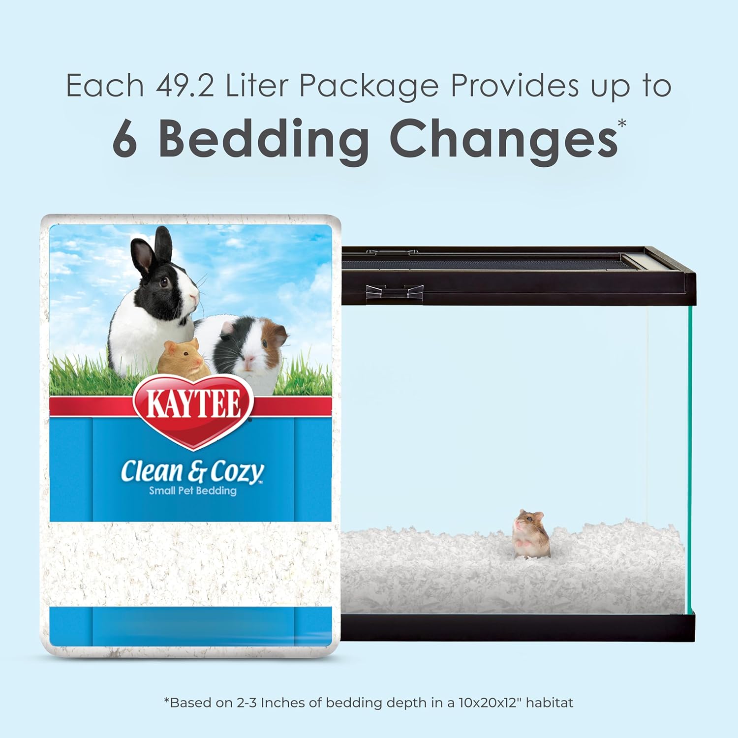 Kaytee Clean & Cozy Paper Bedding for Small Animals, White, 49.2 Liters