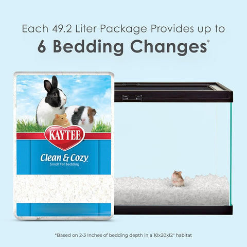 Kaytee Clean & Cozy Paper Bedding for Small Animals, White, 49.2 Liters
