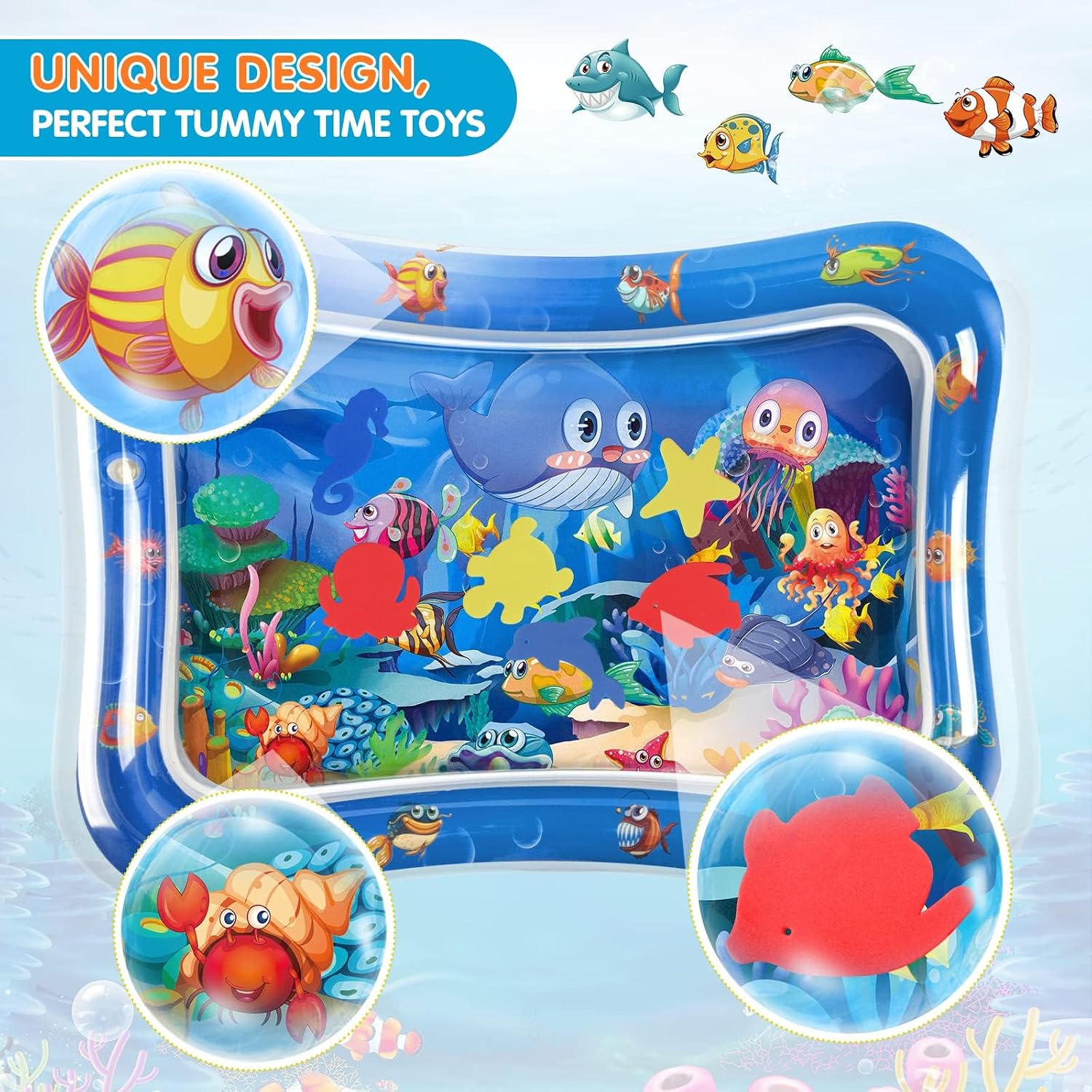 Infinno Inflatable Tummy Time Water Mat, Baby Sensory Toys 3-24 Months