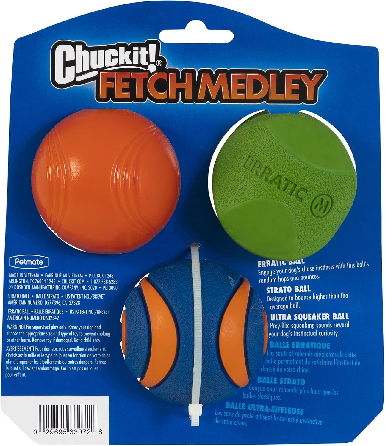 Chuckit Gen 1 Fetch Pack Dog Balls - Interactive Dog Toys, High-Bounce Fetch Ball, Floating Ultra and Rugged Balls, Durable - Size Medium, 2.5-inch Diameter, Set of 3