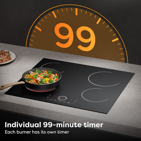 CDV 24 Inch Electric Cooktop 4 Burners 6000W Touch Control