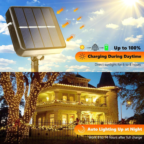 Joomer Solar Fairy Lights, 4Pack Total 104FT 320LED Lights, Warm White