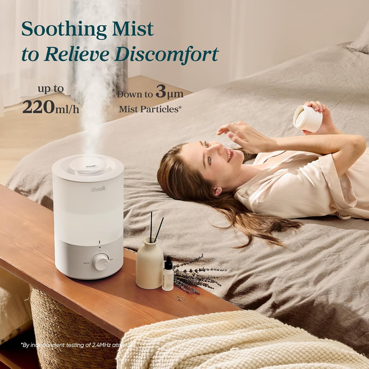 Levoit Humidifiers for Bedroom, Quiet, 3L Cool Mist, Essential Oil Diffuser