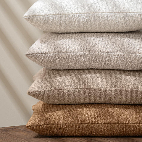MIULEE 12x20 Decorative Lumbar Boucle Couch Pillow Covers Beige