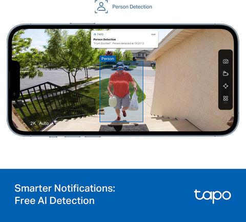 Tapo 2K Wireless Smart Video Doorbell, D205, 160° Ultra-Wide View