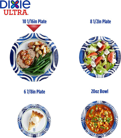 Dixie Ultra, Large Paper Plates, 10 Inch, 172 Count (4 packs of 43 plates), 3X Stronger*, Heavy Duty, Microwave-Safe, Soak-Proof, Cut Resistant, Disposable Plates For Heavy, Messy Meals
