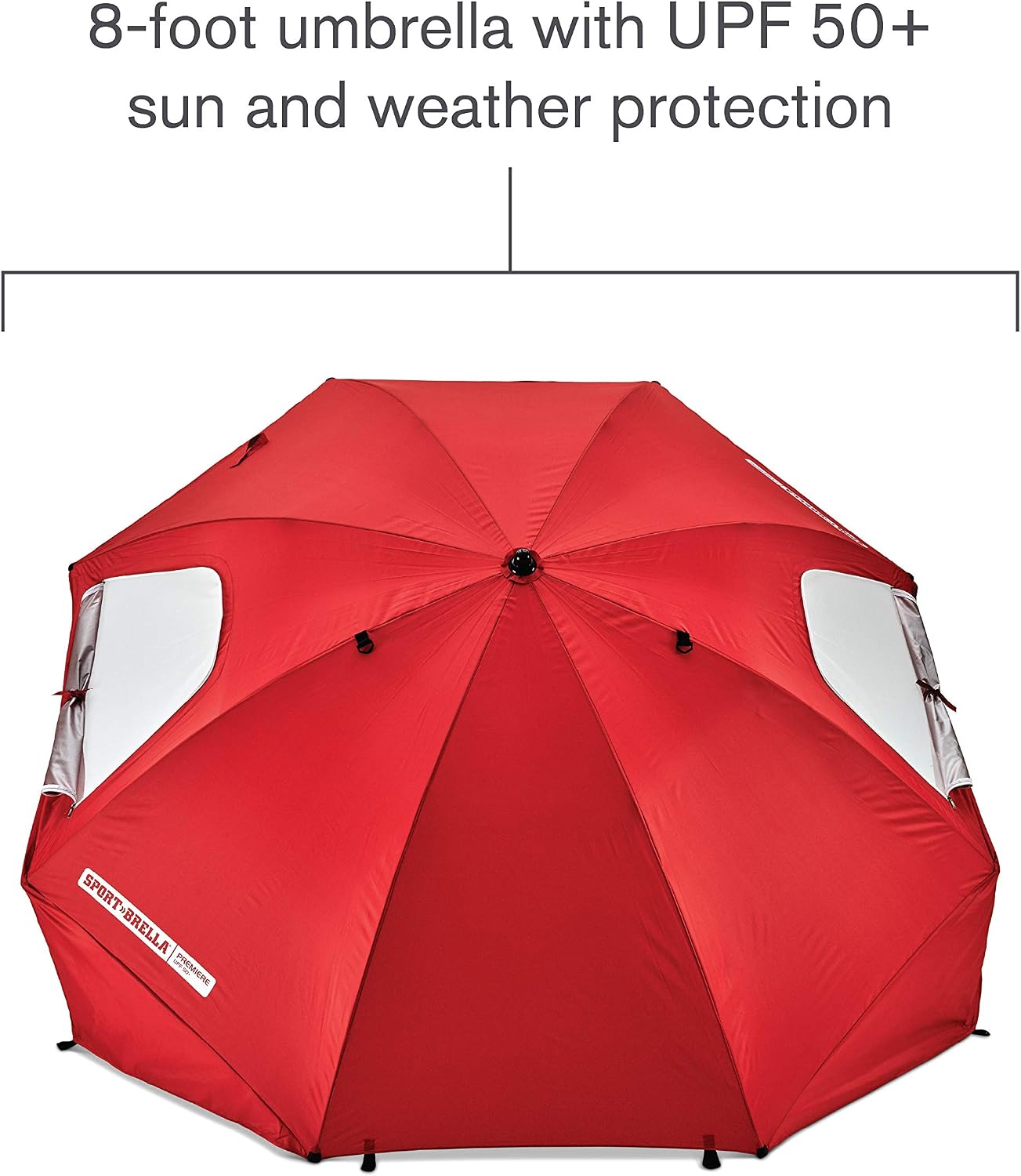 Sport-Brella Premiere UPF 50+ Umbrella Shelter with Patented Side Panels and Tilt Mechanism, Heavy-Duty 1.25 Inch Center Pole, Auger Anchor for Sand and Grass