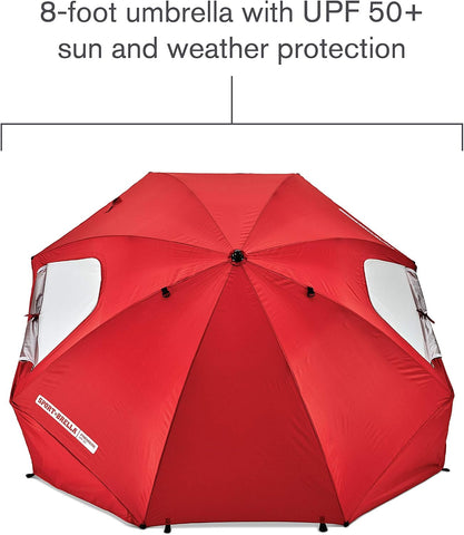 Sport-Brella Premiere UPF 50+ Umbrella Shelter with Patented Side Panels and Tilt Mechanism, Heavy-Duty 1.25 Inch Center Pole, Auger Anchor for Sand and Grass
