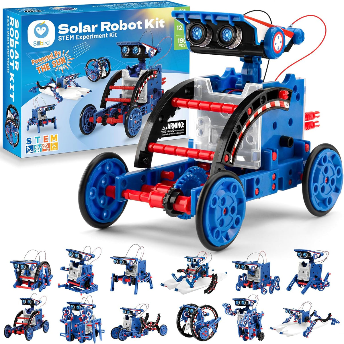 Sillbird STEM Solar Robot Building Kit, 12-in-1 Gift for Boys Ages 8-13