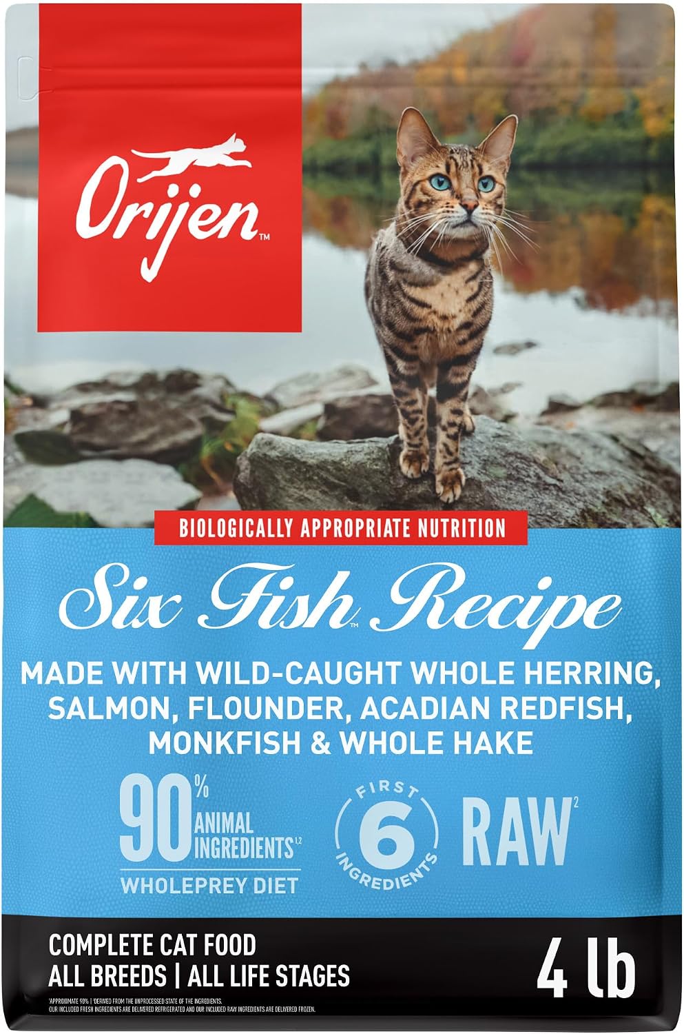ORIJEN Grain Free WHOLEPREY Dry Cat Food Six Fish Recipe 4lb Bag