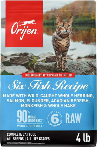 ORIJEN Grain Free WHOLEPREY Dry Cat Food Six Fish Recipe 4lb Bag