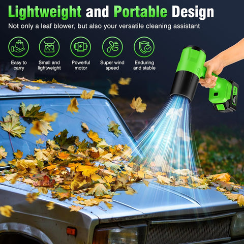 Leaf Blower Cordless, Handheld Leaf Blower with 2 X 4.0Ah Battery and Charger, Snow Blower with 6 Speed Modes, Lightweight Blowers for Lawn Care, Patio, Yard, Blowing Snow, Leaves, Dust