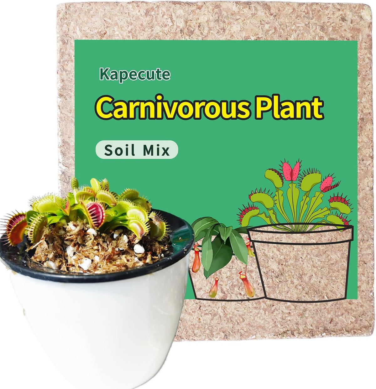 Carnivorous Plant Soil Mix 2 Qts, Include Perlite and Sphagnum Moss Debris, Great Potting Soil for Venus Fly Traps, Pitcher Plants, Sundews
