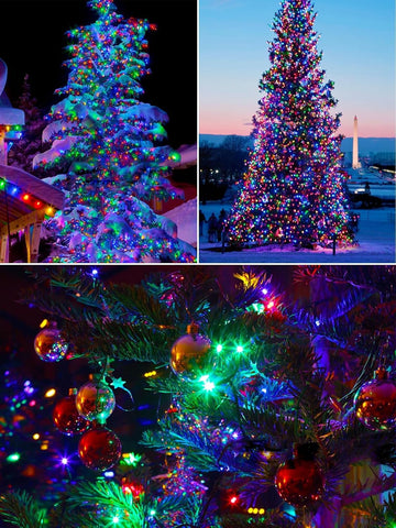 Solar Christmas Lights Outdoor 2 Pack 200 LED 66FT String Light Multicolor
