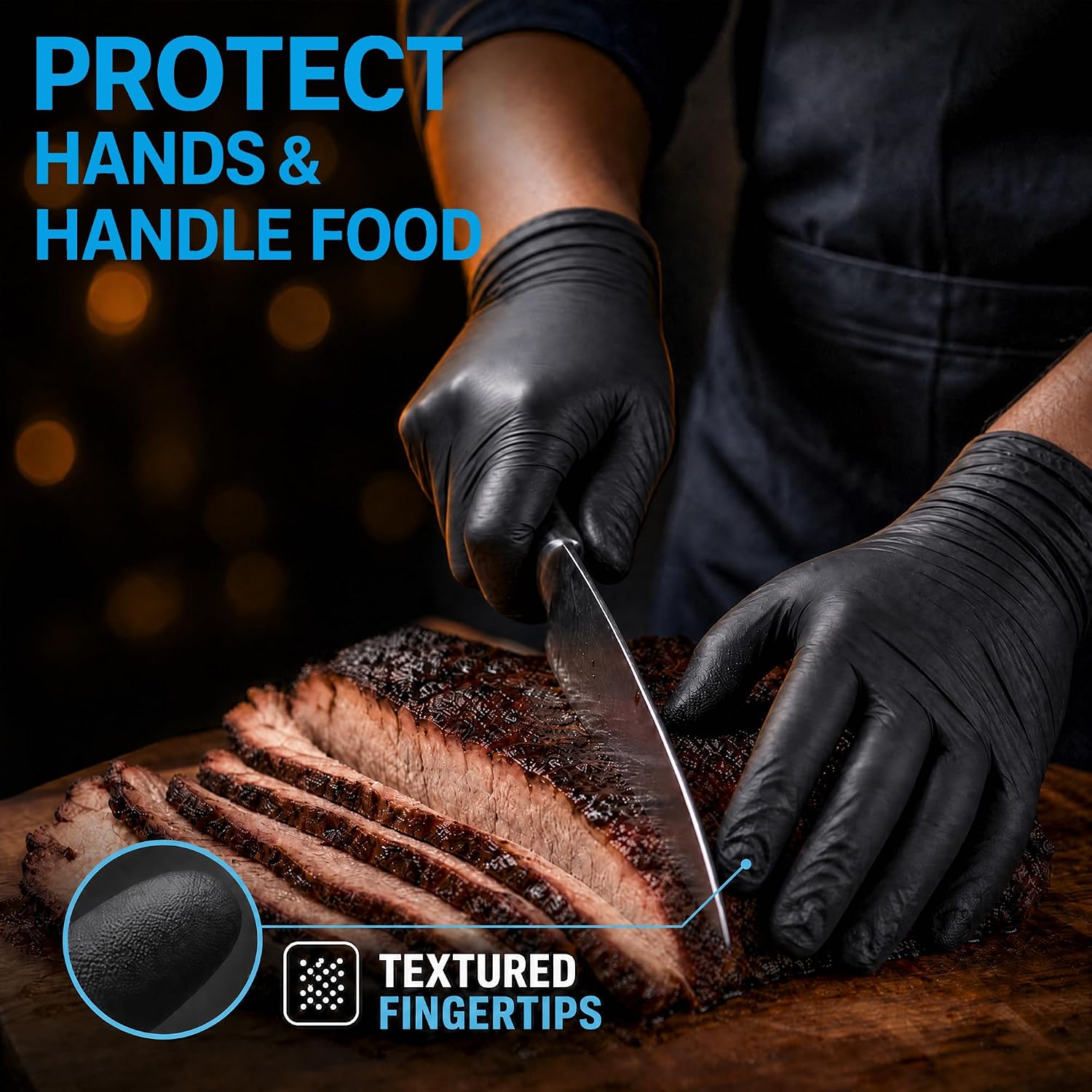 Nitrile Gloves HEAVY DUTY 6 Mil Disposable Rubber Black Gloves Large